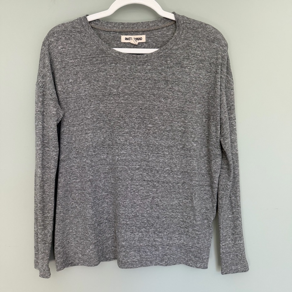 Madewell Rivet & Thread Ex-Boyfriend Gray Slub Long Sleeve Tee